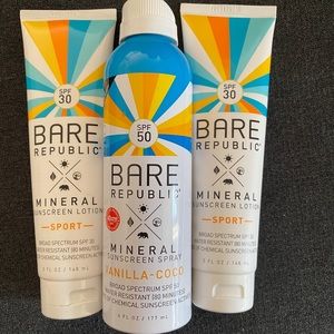 NWOT Bare Republic sunscreen lotions and spray SPF